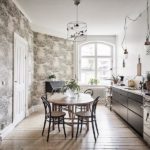 Papel de parede no interior da cozinha de estilo escandinavo