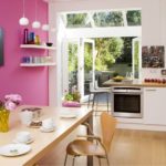 لهجة الجدار تصميم المطبخ الوردي