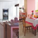 Warme tinten roze in het interieur van de keuken