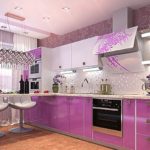 تصميم المطبخ الحديث مع الأثاث الوردي