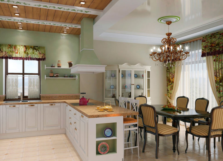 Design de sala de cozinha rústica