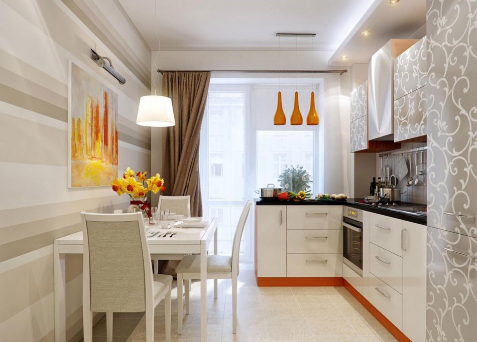 Kitchen design with access to the balcony