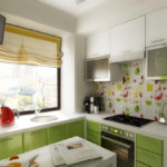 Kitchen design with roman curtain