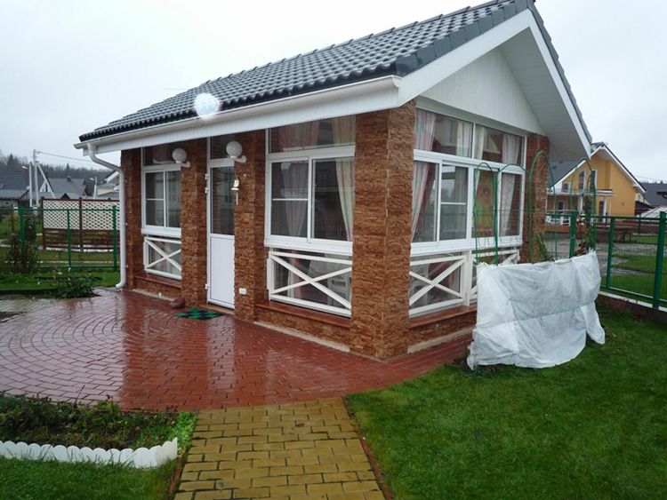 Paving slab in front of the summer kitchen