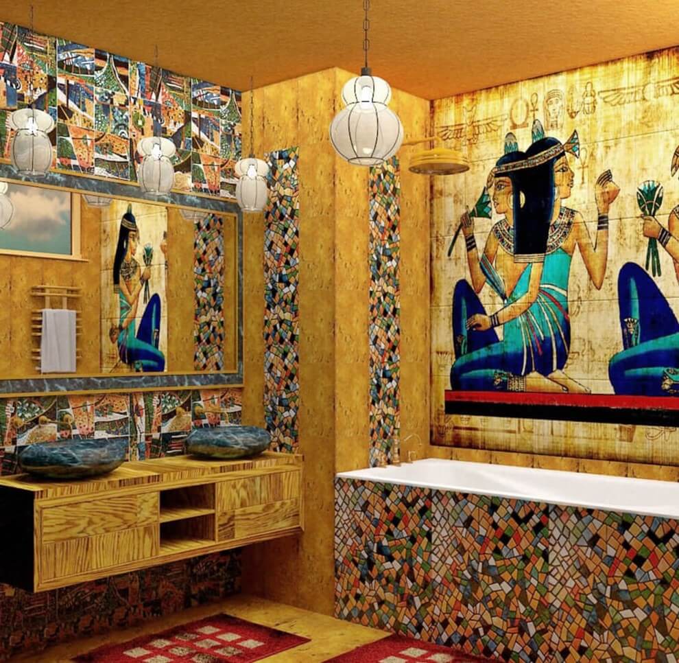 Kúpeľňové dekorácie v egyptskom štýle