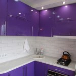 Purple facades of kitchen furniture