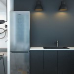Grå minimalistiske kjøkkenmøbler