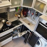 Built-in appliances in a small kitchen