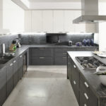 Gray and white kitchen in a country house