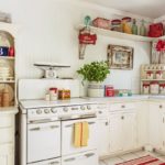 Shelves for spices and utensils in a rural kitchen