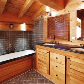 Bathroom in a private house with two washbasins