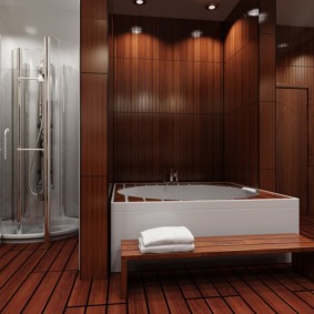 Japāņu stila vannas istabas interjers
