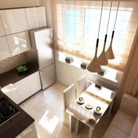 Design av ett litet kök med hörnuppsättning