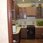 Brown set in a compact kitchen