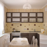 Striped wallpaper on the wall of the kitchen in Khrushchev