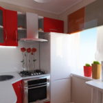 Raudonos ir baltos spalvos komplektas moderniai virtuvei