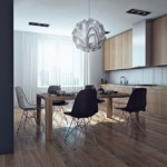 Natuurlijk hout in het interieur van een moderne keuken