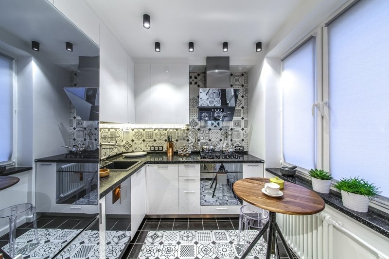 Organization of lighting in a small kitchen