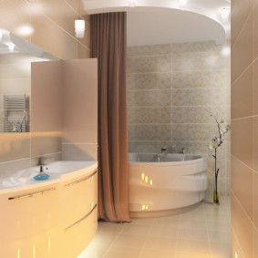 Hnedá opona v interiéri kúpeľne