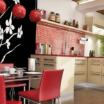 Mutfak sandalyeleri kırmızı arkaları