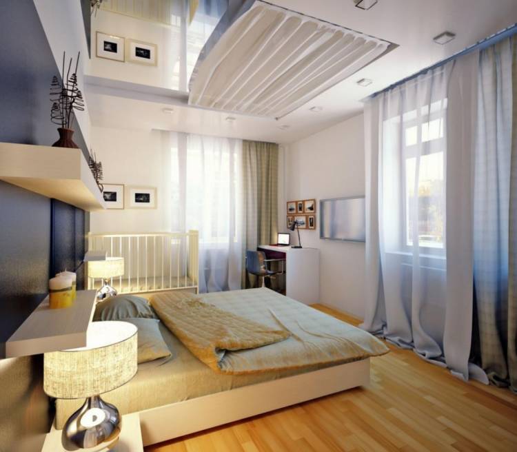 bedroom with two windows design