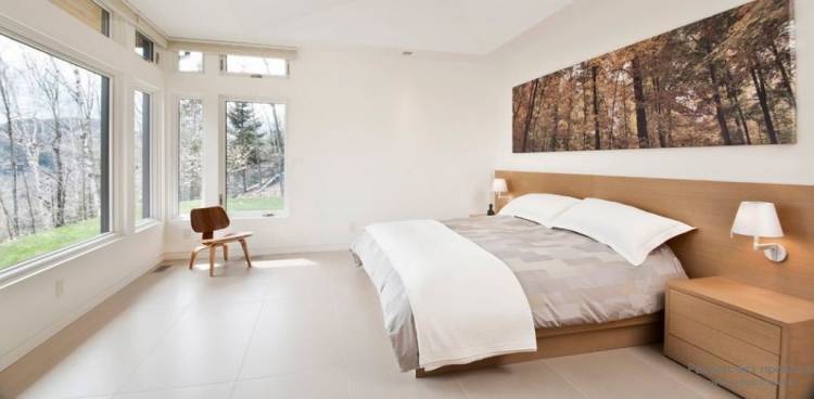 bedroom with two windows minimalism