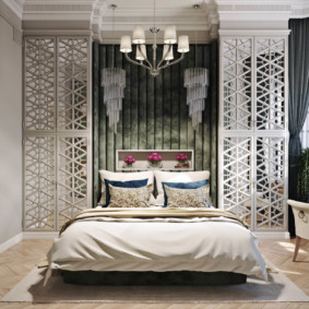 neoclassical bedroom accent wall