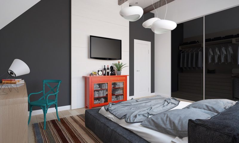 black and white bedroom photo interior