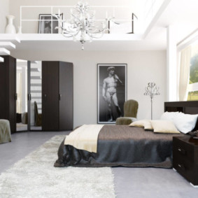 black and white bedroom interior