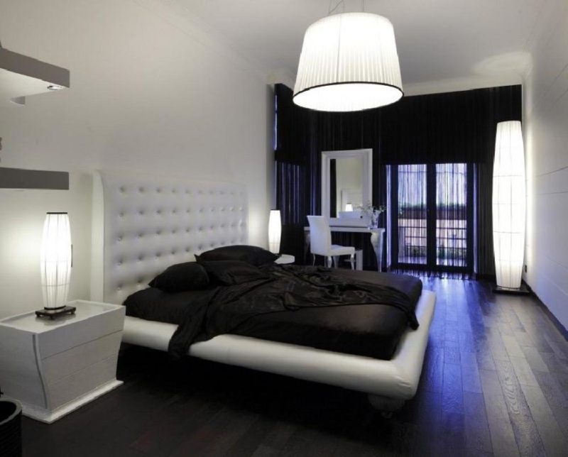 idei interioare de dormitor alb-negru