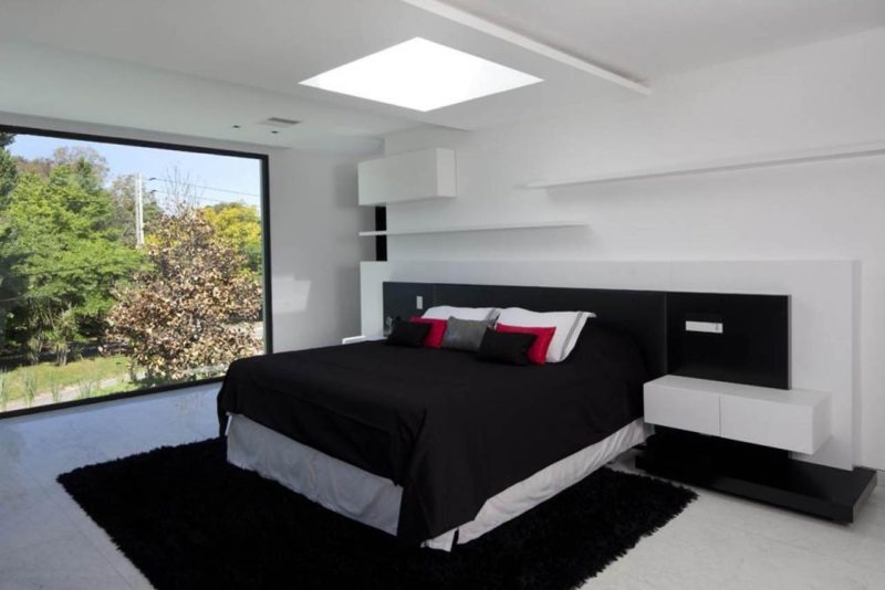 black and white bedroom views