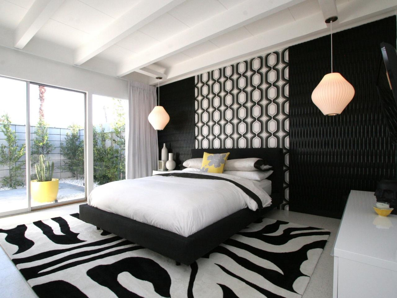 thiết kế phòng ngủ màu đen và trắng