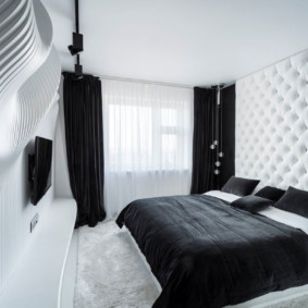 fekete-fehér hálószoba fénykép belső