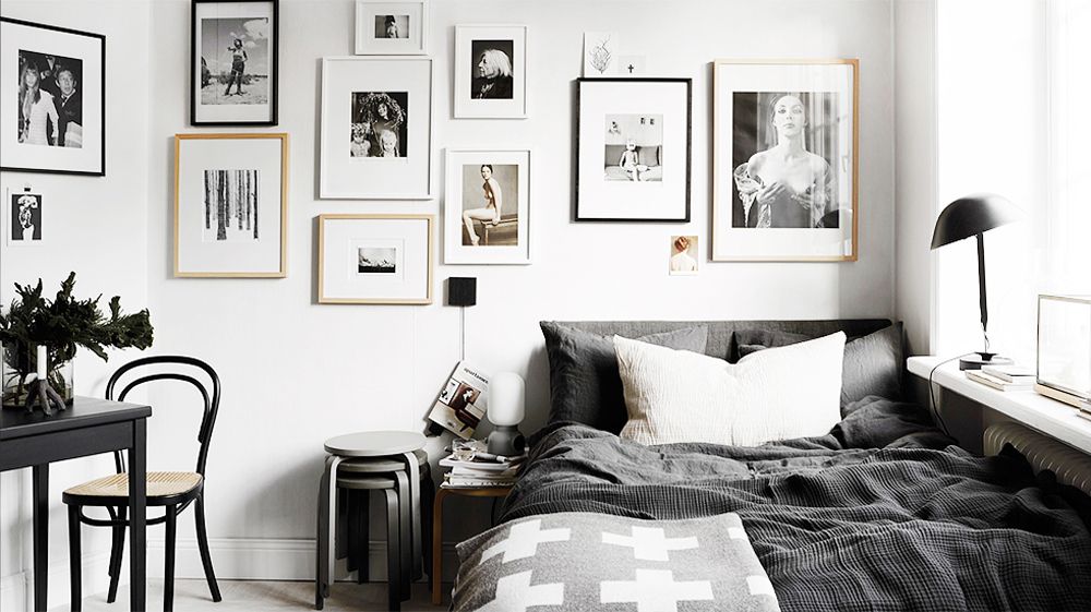 opțiuni foto alb-negru pentru dormitor