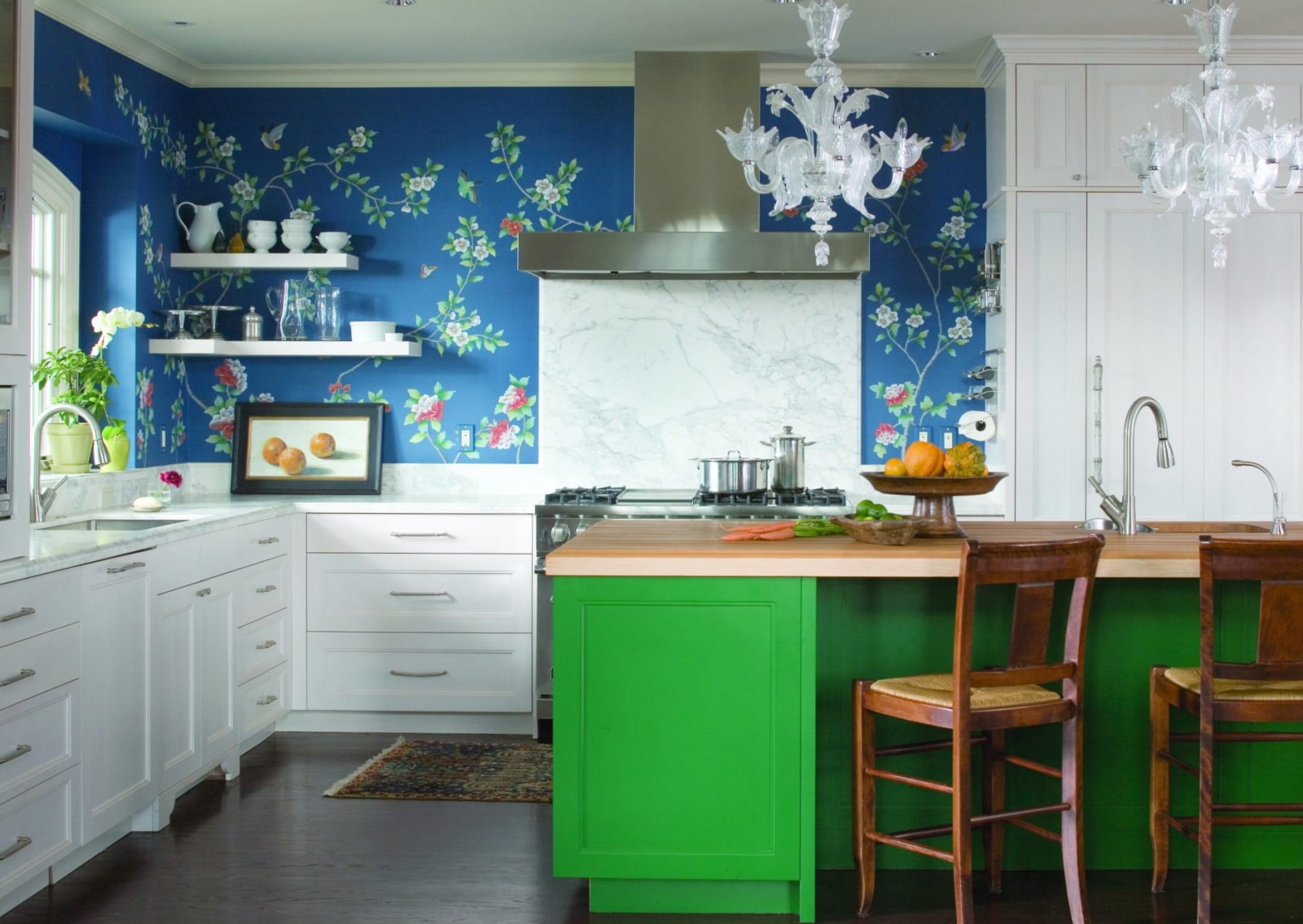 màu sắc của các bức tường trong trang trí ảnh nhà bếp