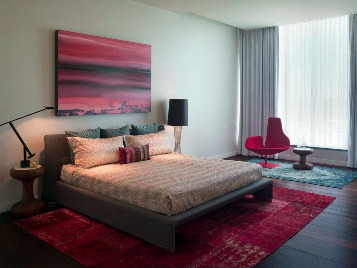 high-tech bedroom in colors