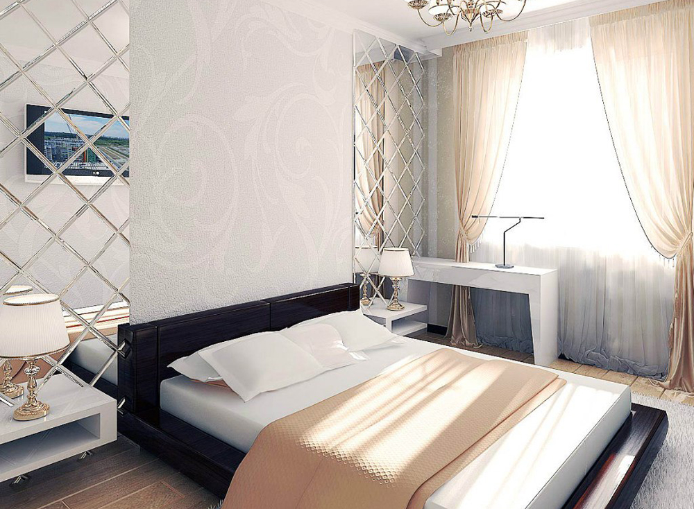 bedroom design 12 sq m with mirrors