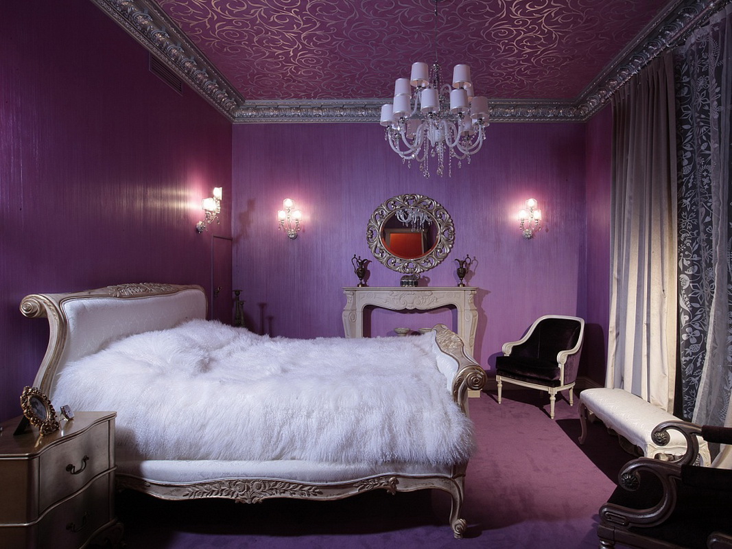 violetas guļamistabas dekoru idejas