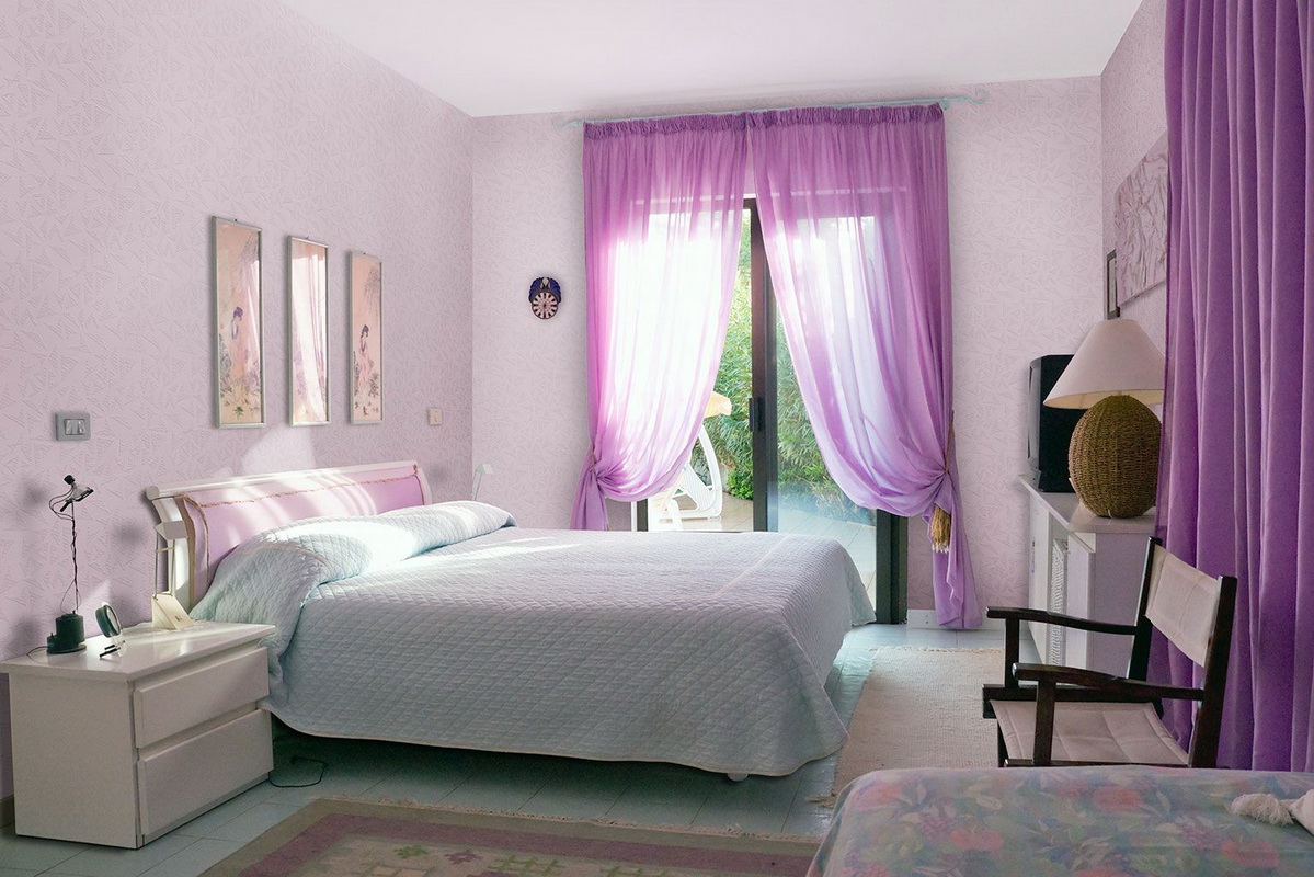 violets guļamistabas dekors