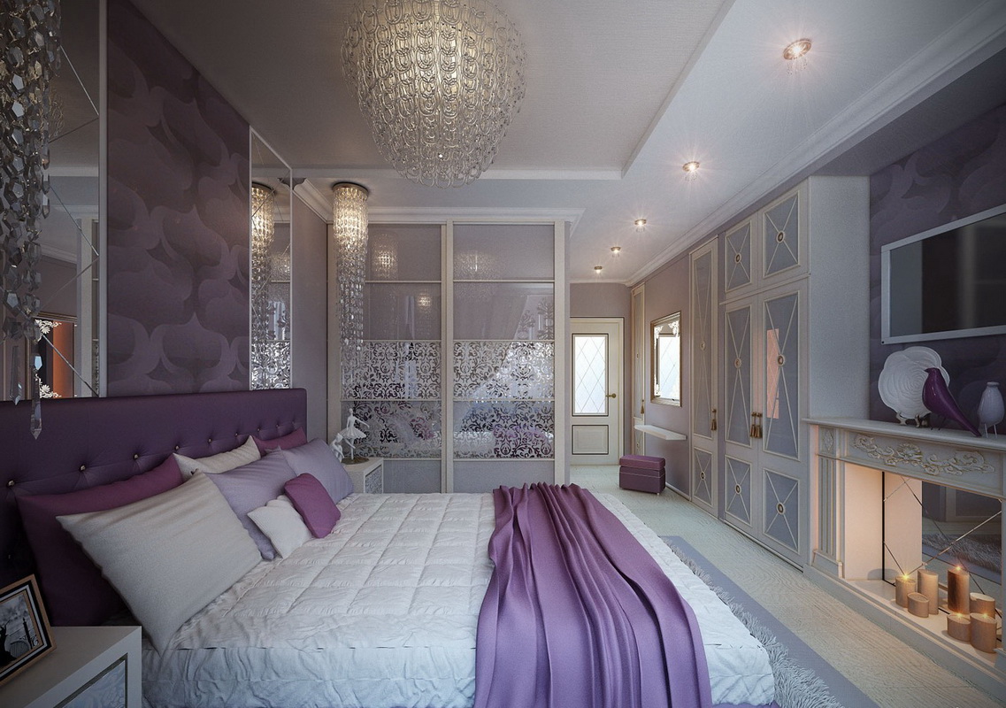 purple bedroom photo decor