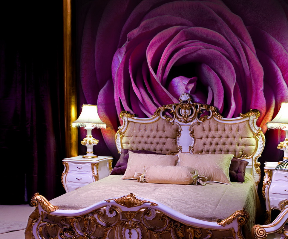 purpura guļamistabas foto interjers