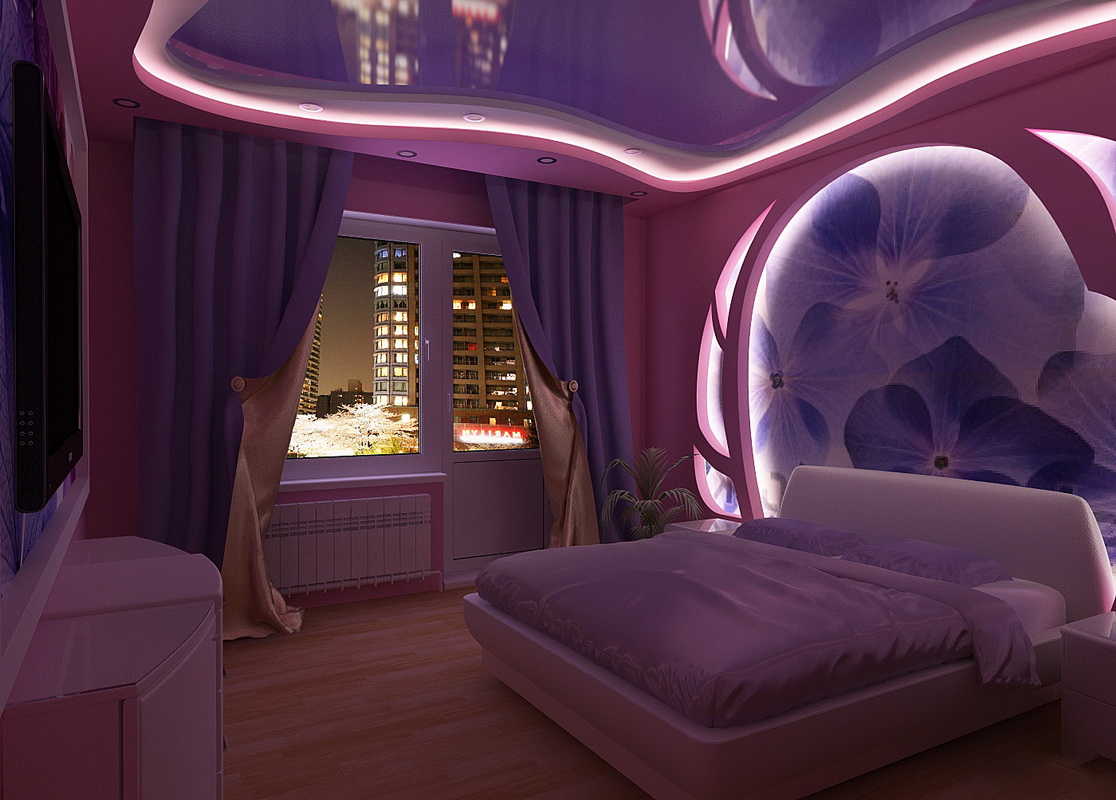 violets guļamistabas dekors