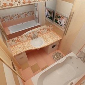Bathroom interior with a large mirror