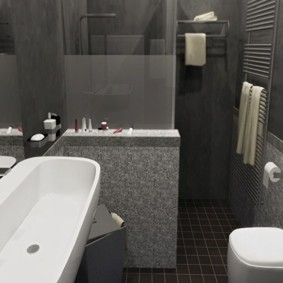 Design of a combined bathroom in gray
