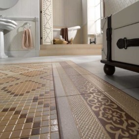 Ceramic flooring in a spacious bathroom