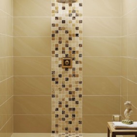 Regadera ducha sobre fondo de mosaico de cerámica