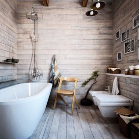 Intérieur de salle de bain en bois rustique