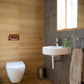 Hout in toiletbinnenland met venster