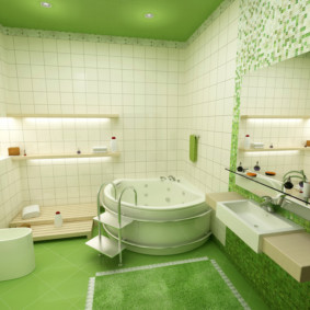 Groene kleur in het interieur van de badkamer