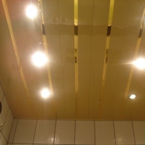 Éclairage dans une salle de bain avec un plafond en rack
